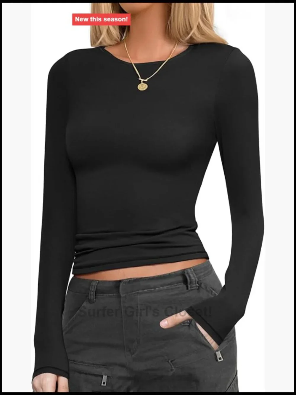 Long Sleeve Fitted Thermal Shirt Boat Neck Undershirt for Women